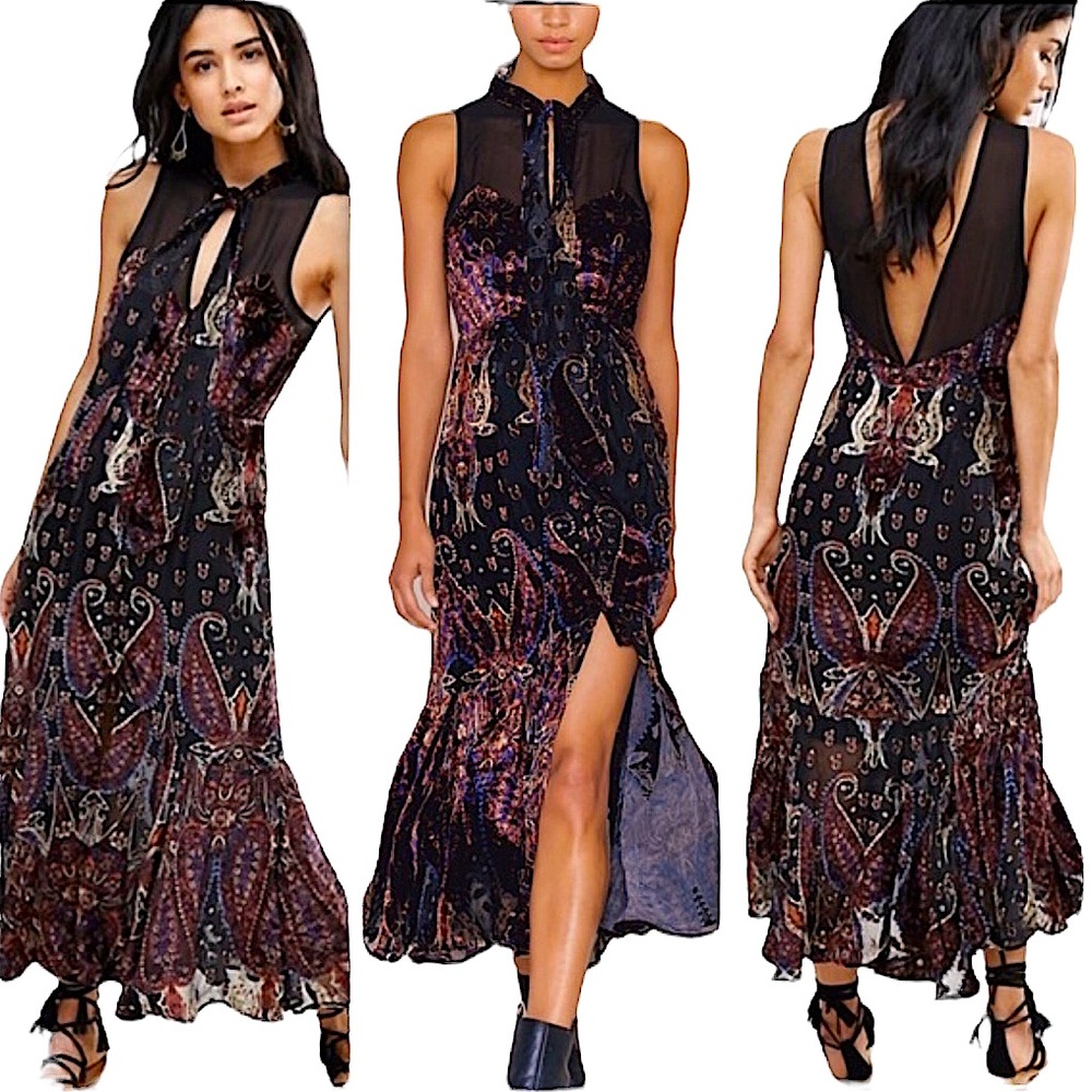 FREE PEOPLE: Hands to Hold Velvet Burnout Maxi -Size 2